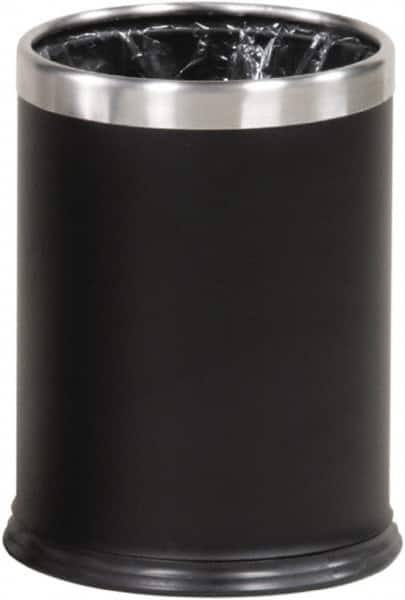 Rubbermaid - 3-1/2 Gal Black Round Decorative Waste Receptacle With Top - Steel, 318mm High - Makers Industrial Supply