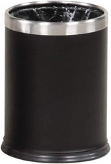 Rubbermaid - 3-1/2 Gal Black Round Decorative Waste Receptacle With Top - Steel, 318mm High - Makers Industrial Supply