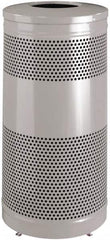 Rubbermaid - 25 Gal Silver Round Decorative Waste Receptacle With Top - Steel, 902mm High - Makers Industrial Supply