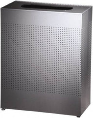 Rubbermaid - 22-1/2 Gal Silver Rectangle Decorative Waste Receptacle With Top - Steel, 30" High x 24" Long x 24" Wide - Makers Industrial Supply