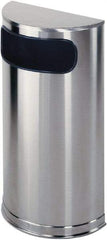 Rubbermaid - 9 Gal Silver Half-Round Decorative Waste Receptacle With Top - Steel, 32" High x 18" Wide - Makers Industrial Supply