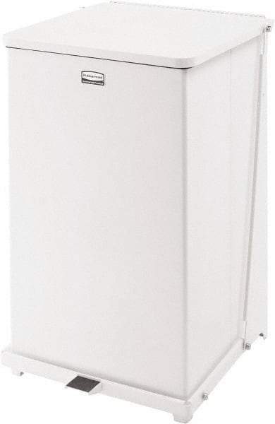 Rubbermaid - 40 Gal Square Unlabeled Trash Can - 30" High x 19" Long x 19" Wide, White, Steel - Makers Industrial Supply