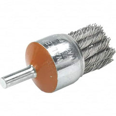 WALTER Surface Technologies - 1-1/8" Brush Diam, Knotted, End Brush - 1/4" Diam Shank, 20,000 Max RPM - Makers Industrial Supply