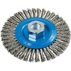 WALTER Surface Technologies - 4-1/2" OD, 5/8-11 Arbor Hole, Stringer Bead Stainless Steel Wheel Brush - 3/16" Face Width, 0.02" Filament Diam, 15,000 RPM - Makers Industrial Supply