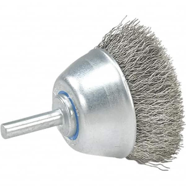 WALTER Surface Technologies - 1-1/2" Diam, 1/4" Shank Diam, Stainless Steel Fill Cup Brush - 0.0118 Wire Diam, 13,000 Max RPM - Makers Industrial Supply