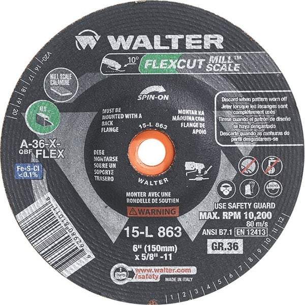 WALTER Surface Technologies - 6" Diam, 36 Grit Surface Grinding Wheel - Makers Industrial Supply