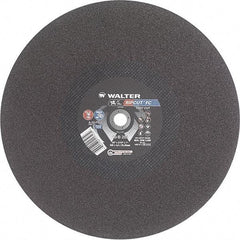 WALTER Surface Technologies - 20" 24 Grit Aluminum Oxide Cutoff Wheel - 3/16" Thick, 1" Arbor, 3,000 Max RPM, Use with Stationary Tools - Makers Industrial Supply