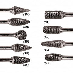 WALTER Surface Technologies - 1/4" Cut Diam, 1/4" Shank Diam, Taper Head Double Cut Burr - Carbide, 5/8" LOC - Makers Industrial Supply