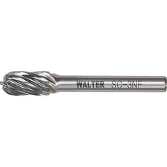 WALTER Surface Technologies - 3/8" Cut Diam, 1/4" Shank Diam, Cylinder Ball End Head Double Cut Burr - Carbide, 3/4" LOC - Makers Industrial Supply