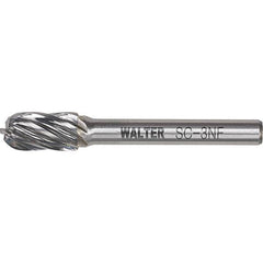 WALTER Surface Technologies - 5/16" Cut Diam, 1/4" Shank Diam, Cylinder Ball End Head Double Cut Burr - Carbide, 3/4" LOC - Makers Industrial Supply