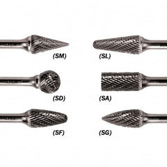 WALTER Surface Technologies - 1/8" Cut Diam, 1/8" Shank Diam, Cone Head Double Cut Burr - Carbide, 1/2" LOC - Makers Industrial Supply