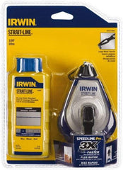 Irwin - 100' Long Reel & Chalk Set - Blue, Includes (1) 4 oz Standard Blue Chalk (3.5:1) & (1) SPEEDLINE Pro Chalk Reel - Makers Industrial Supply