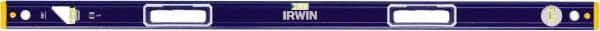 Irwin - 48" Long 3 Vial Box Beam Level - Aluminum, Blue/Yellow, 1 Level & 2 Plumb Vials - Makers Industrial Supply