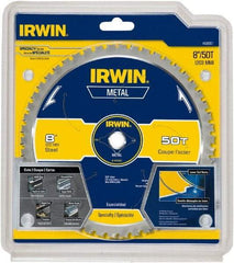 Irwin Blades - 8" Diam, 5/8" Arbor Hole Diam, 50 Tooth Wet & Dry Cut Saw Blade - Carbide-Tipped, Smooth Action, Standard Round Arbor - Makers Industrial Supply