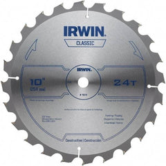 Irwin - 10" Diam, 5/8" Arbor Hole Diam, 24 Tooth Wet & Dry Cut Saw Blade - Carbide-Tipped, Smooth Action, Diamond Arbor - Makers Industrial Supply