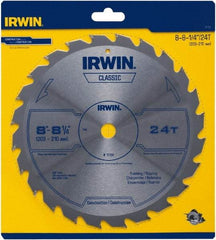 Irwin Blades - 8-1/4" Diam, 5/8" Arbor Hole Diam, 24 Tooth Wet & Dry Cut Saw Blade - Carbide-Tipped, Smooth Action, Diamond Arbor - Makers Industrial Supply