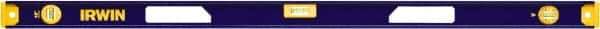 Irwin - Magnetic 48" Long 3 Vial I-Beam Level - Aluminum, Blue/Yellow, 1 Plumb & 2 Level Vials - Makers Industrial Supply