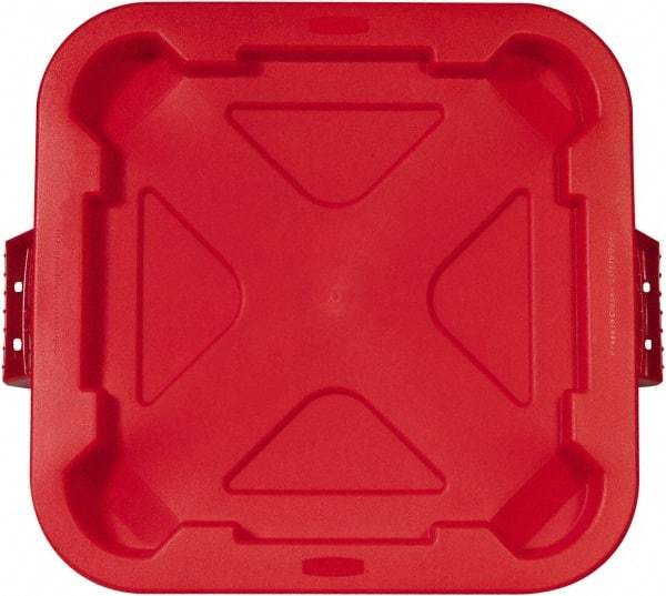 Rubbermaid - Square Lid for Use with 28 Gal Square Trash Cans - Red, Polyethylene, For Brute Trash Cans - Makers Industrial Supply