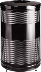 Rubbermaid - 51 Gal Black Round Decorative Waste Receptacle With Top - Steel, 902mm High - Makers Industrial Supply