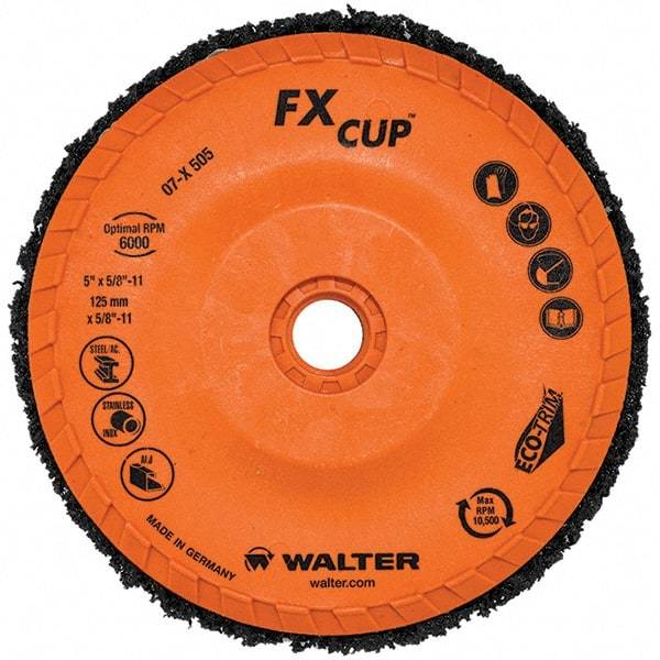 WALTER Surface Technologies - 4-1/2" Aluminum Oxide Deburring Disc - 5/8" Shank Diam, 5/8-11 Threaded Center Hole, Arbor Connection, 10,500 Max RPM - Makers Industrial Supply