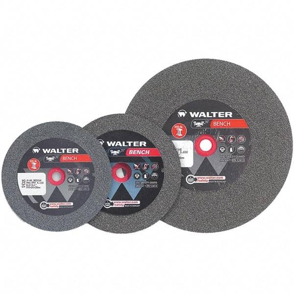 WALTER Surface Technologies - 60 Grit Aluminum Oxide Bench & Pedestal Grinding Wheel - 8" Diam x 1" Hole x 1-1/4" Thick, 3600 Max RPM, Fine Grade, Vitrified Bond - Makers Industrial Supply