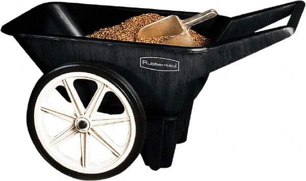 Rubbermaid - 3.5 Cu Ft, 200 Lb Capacity Wheelbarrow with Semi-Pneumatic Wheel - 47" Long x 27-1/2" Wide x 24-3/4" High, Black - Makers Industrial Supply