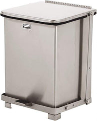 Rubbermaid - 7 Gal Square Unlabeled Trash Can - 17" High x 12" Long x 12" Wide, Stainless Steel - Makers Industrial Supply