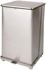 Rubbermaid - 40 Gal Square Unlabeled Trash Can - 30" High x 19" Long x 19" Wide, Stainless Steel, Steel - Makers Industrial Supply