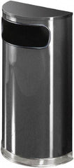 Rubbermaid - 9 Gal Gray Half-Round Decorative Waste Receptacle With Top - Steel, 813mm High x 457.2mm Wide - Makers Industrial Supply