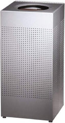 Rubbermaid - 16 Gal Silver Square Decorative Waste Receptacle With Top - Steel, 30" High x 374.65mm Long x 374.65mm Wide - Makers Industrial Supply