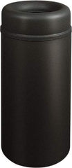 Rubbermaid - 15 Gal Black Round Decorative Waste Receptacle With Top - Steel, 30" High - Makers Industrial Supply