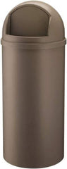 Rubbermaid - 15 Gal Brown Round Decorative Waste Receptacle With Top - 927mm High - Makers Industrial Supply