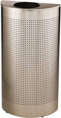 Rubbermaid - 12 Gal Silver Half-Round Decorative Waste Receptacle With Top - Stainless Steel, 32" High x 18" Wide - Makers Industrial Supply