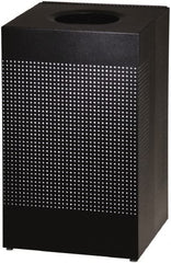 Rubbermaid - 20 Gal Black Square Decorative Waste Receptacle With Top - Steel, 30" High x 476.25mm Long x 476.25mm Wide - Makers Industrial Supply