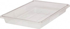 Rubbermaid - Rectangular, Clear Polycarbonate Food Tote Box - 3-1/2" High x 12" Wide x 18" Long, with Snap-On Lid - Makers Industrial Supply