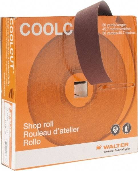 WALTER Surface Technologies - 1-1/2" x 50 Yd 120 Grit Aluminum Oxide Cloth Roll - J Weighted Backing - Makers Industrial Supply