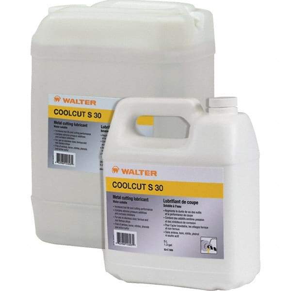 WALTER Surface Technologies - CoolCut S-30, 20 L Jug Cutting Fluid - Water Soluble, For Broaching, Drilling, Grinding, Milling, Reaming, Sawing, Shaping, Turning - Makers Industrial Supply