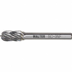 WALTER Surface Technologies - 1/4" Cut Diam, 1/4" Shank Diam, Cylinder Ball End Head Double Cut Burr - Carbide, 5/8" LOC - Makers Industrial Supply