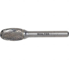 WALTER Surface Technologies - 1/2" Cut Diam, 1/4" Shank Diam, Egg Head Double Cut Burr - Carbide, 7/8" LOC - Makers Industrial Supply