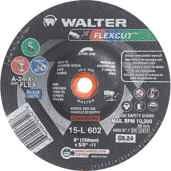 WALTER Surface Technologies - 6" Diam, 24 Grit Surface Grinding Wheel - Aluminum Oxide/Silicon Carbide Blend, Resinoid Bond - Makers Industrial Supply