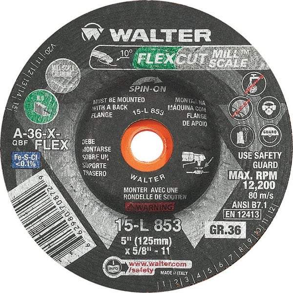 WALTER Surface Technologies - 5" Diam, 36 Grit Surface Grinding Wheel - Makers Industrial Supply