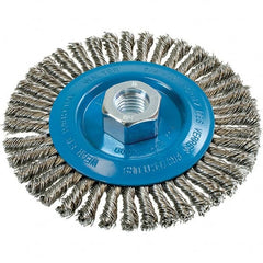 WALTER Surface Technologies - 5" OD, 5/8-11 Arbor Hole, Stringer Bead Stainless Steel Wheel Brush - 1/4" Face Width, 0.02" Filament Diam, 15,000 RPM - Makers Industrial Supply