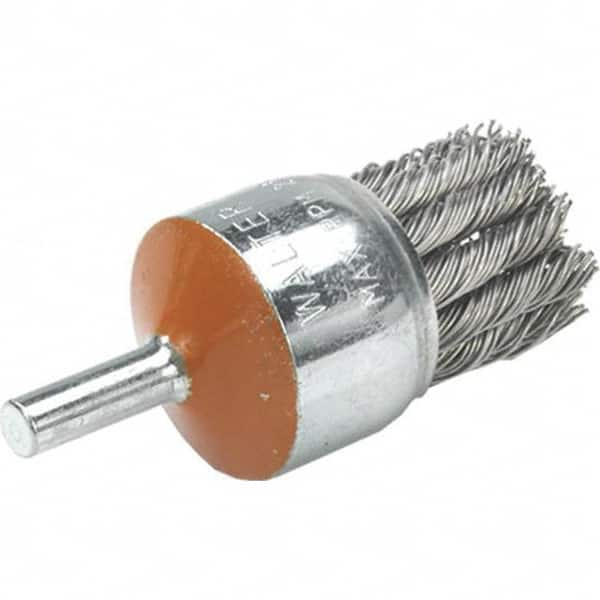 WALTER Surface Technologies - 1-1/8" Brush Diam, Knotted, End Brush - 1/4" Diam Shank, 25,000 Max RPM - Makers Industrial Supply