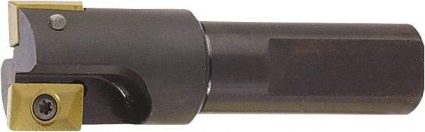 Kyocera - 7/16" Cut Diam, 0.37" Max Depth of Cut, 1/2" Shank Diam, 2.78" OAL, Indexable Square Shoulder End Mill - XPMT 0902 Inserts, Flatted Shank, 90° Lead Angle - Makers Industrial Supply