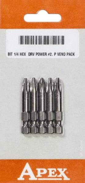 Apex - #2 Phillips Screwdriver Bit - 1/4" Hex Drive, 2-3/4" OAL - Makers Industrial Supply