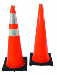 28" PVC Traffic Cone wit 6" & 4" rfl. Collars - Makers Industrial Supply