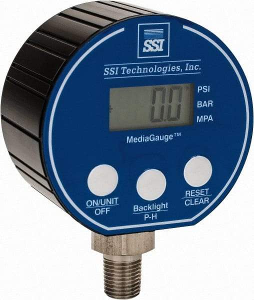 SSI Technologies - 3" Dial, 1/4 Thread, 0-3,000 Scale Range, Pressure Gauge - Lower Connection Mount, Accurate to 0.0025% of Scale - Makers Industrial Supply