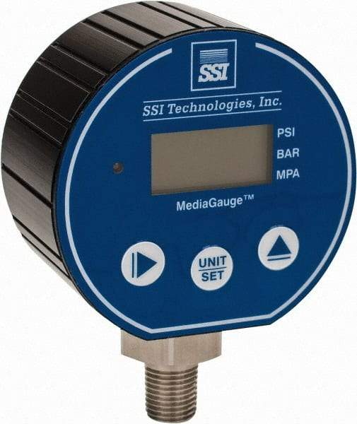 SSI Technologies - 3" Dial, 1/4 Thread, 0-3,000 Scale Range, Pressure Gauge - Lower Connection Mount, Accurate to 0.0025% of Scale - Makers Industrial Supply