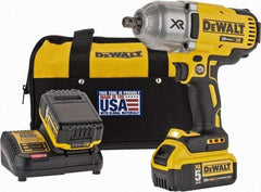 DeWALT - 1/2" Drive 20 Volt Mid-Handle Cordless Impact Wrench & Ratchet - 1,900 RPM, 0 to 2,400 BPM, 700 Ft/Lb Torque, 2 Lithium-Ion Batteries Included - Makers Industrial Supply