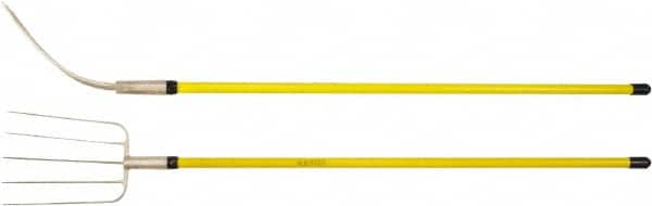 Ampco - Manure Fork with 54" Straight Fiberglass Handle - 9" Blade Width, 5 Tines, 13" Tine Length - Makers Industrial Supply